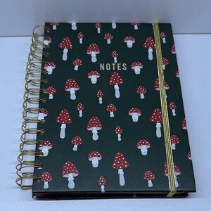 Mushroom Patterned Spiral Notebook - Black and Red